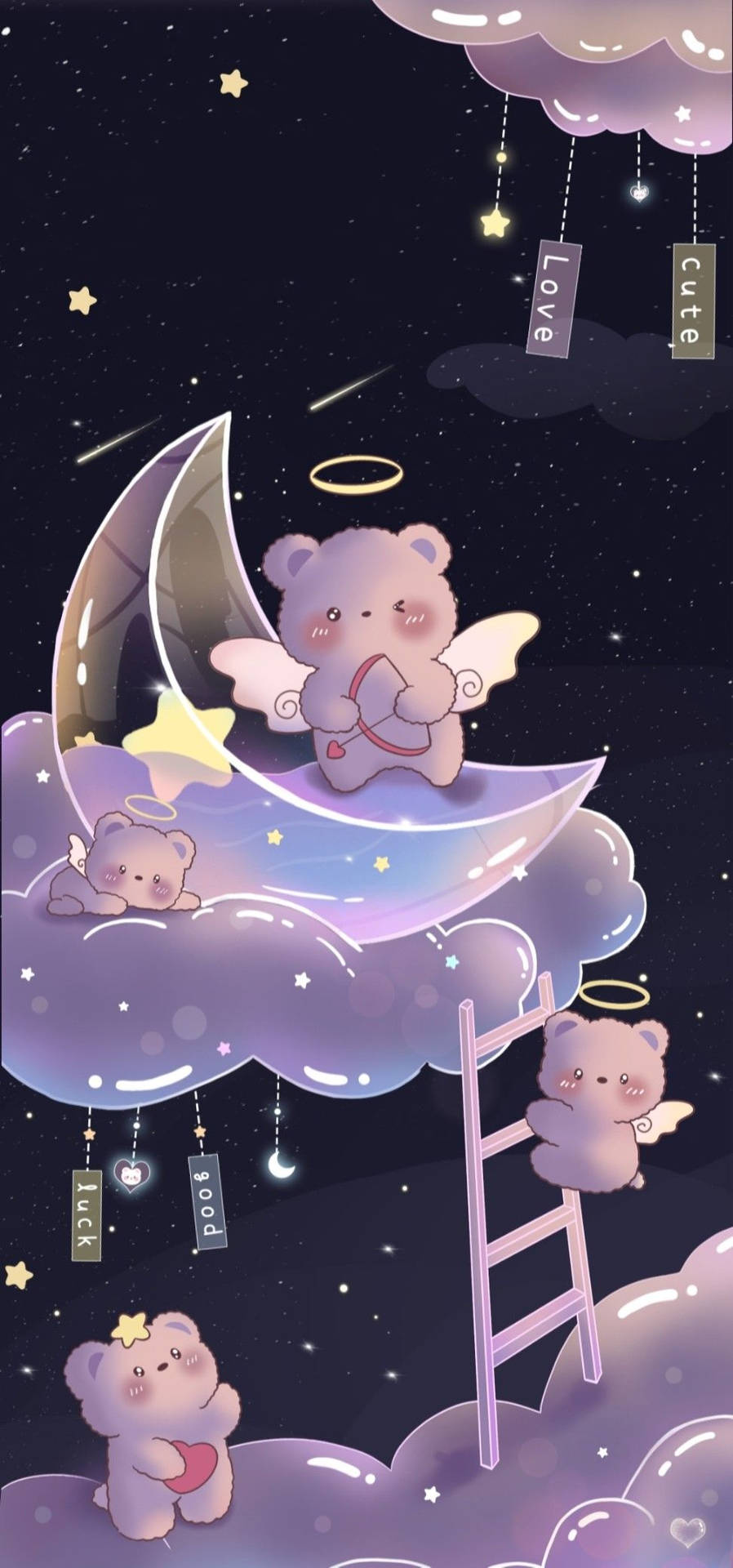 Nap Time With Bears Girly Galaxy Wallpaper
