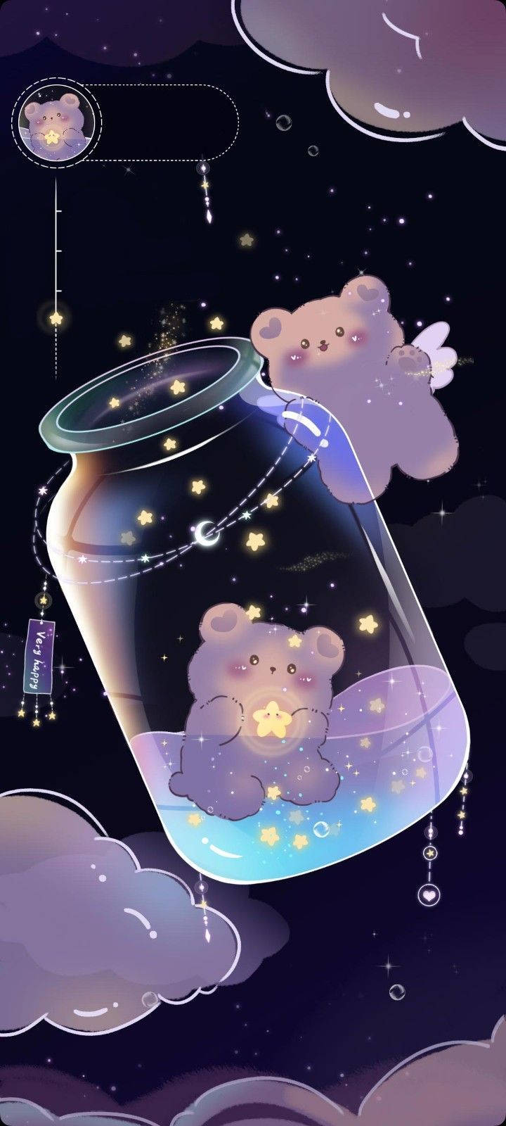 Bear In A Bottle Girly Galaxy Wallpaper