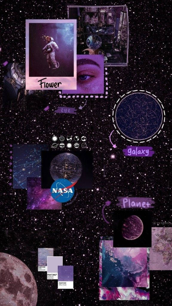Purple Collage Girly Galaxy Wallpaper