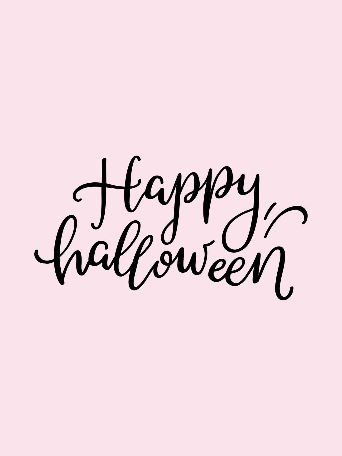 Calligrafiade Feliz Halloween Em Um Fundo Rosa. Papel de Parede