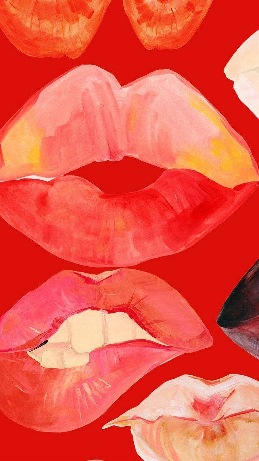 Girly Kiss Paint Art Wallpaper