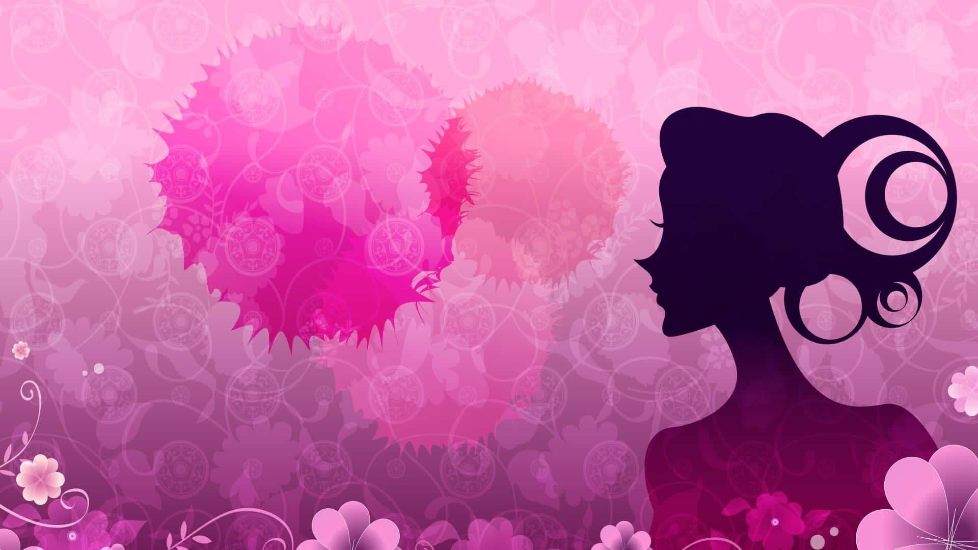 A Woman's Silhouette Is Shown Against A Pink Background Wallpaper