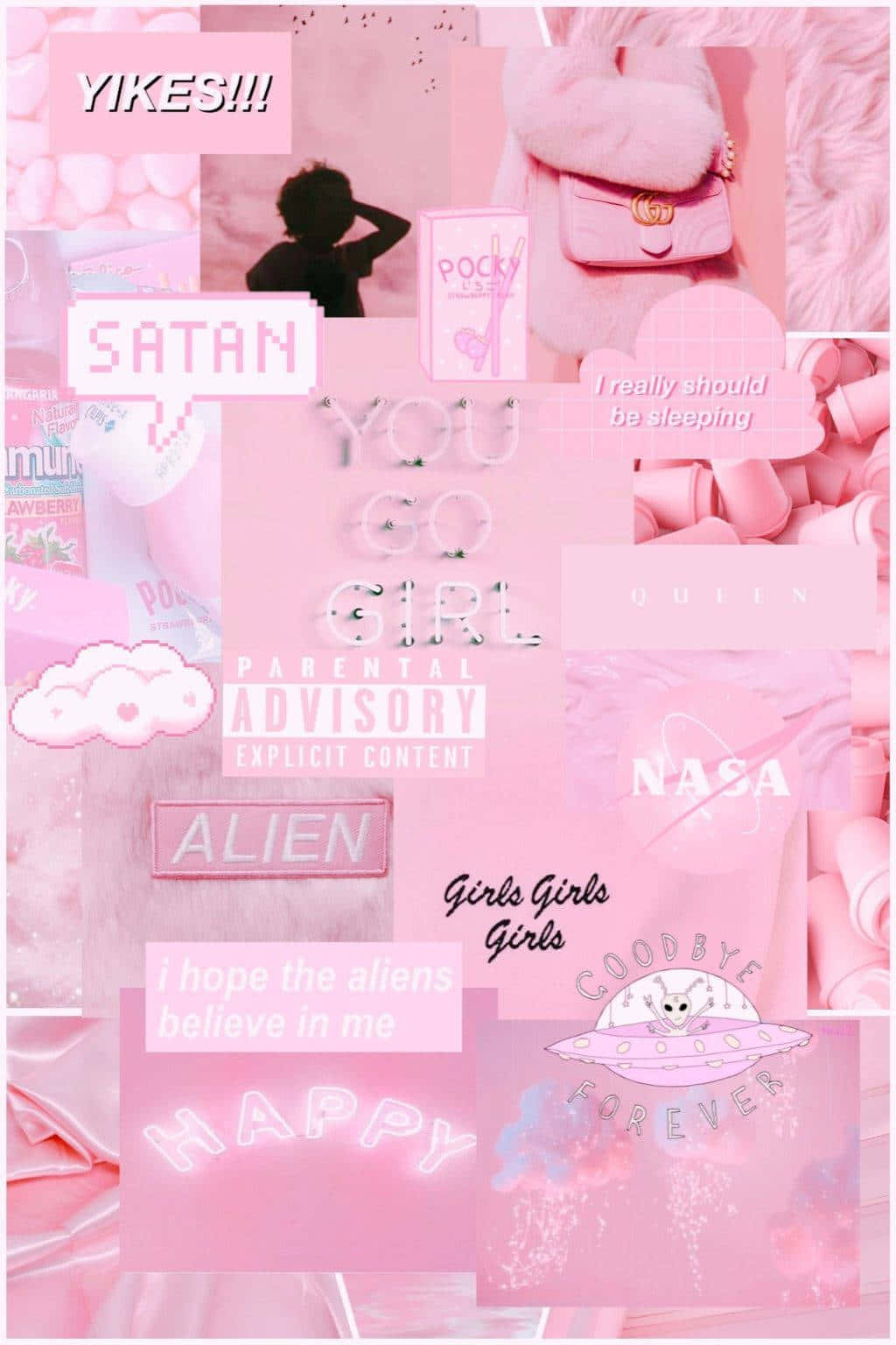 Pink Wallpaper With A Lot Of Pink Items Wallpaper