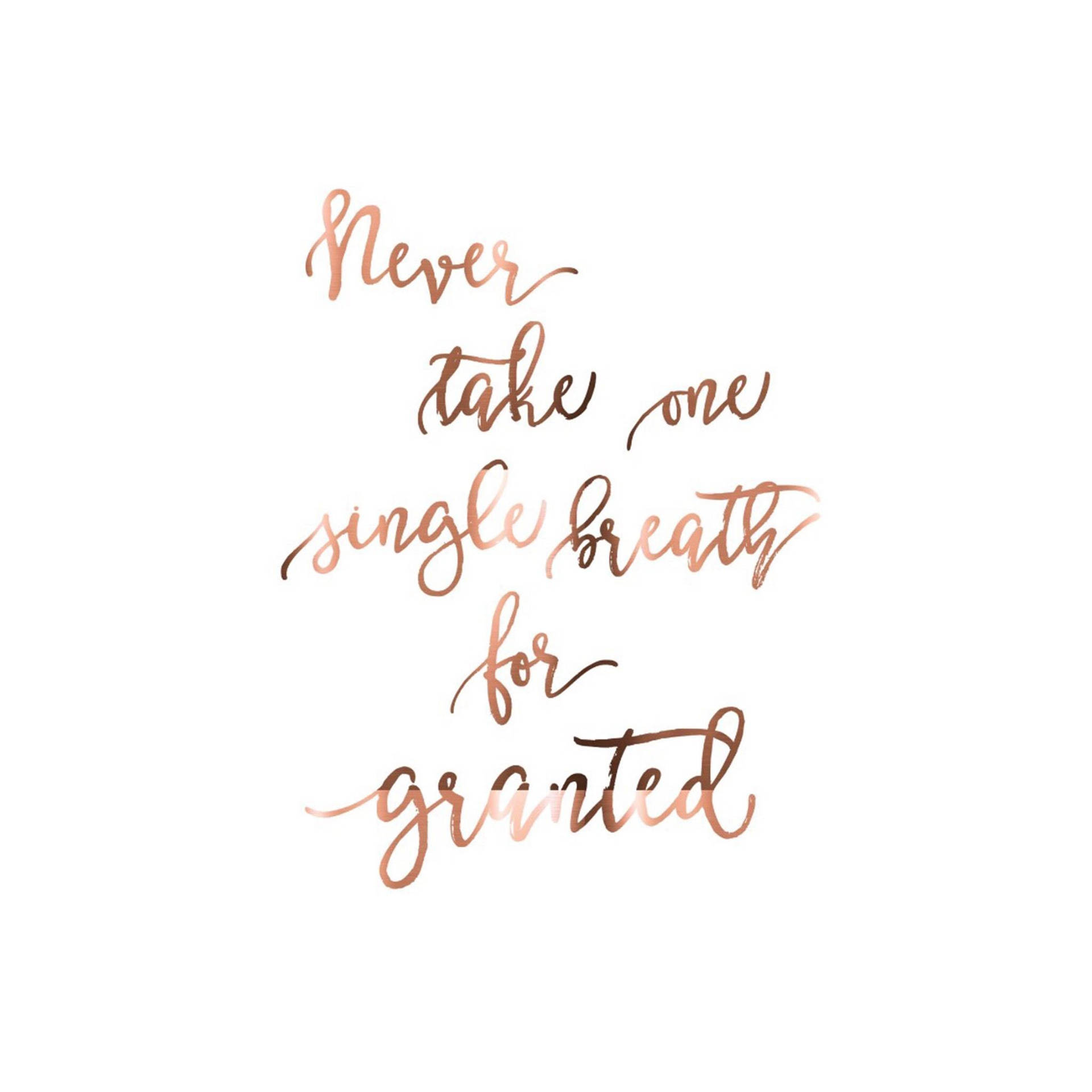 Download Girly Motivational Never Taking For Granted Quote Wallpaper |  