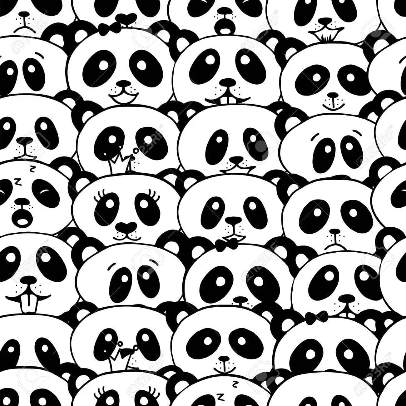 Girly Panda Heads Collage Wallpaper