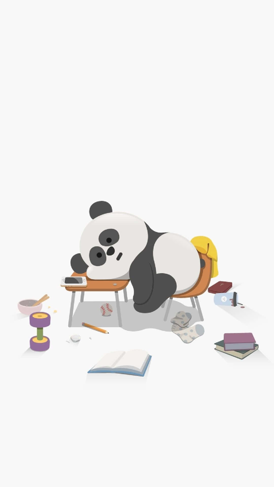 Girly Panda Studying Sleeping Wallpaper