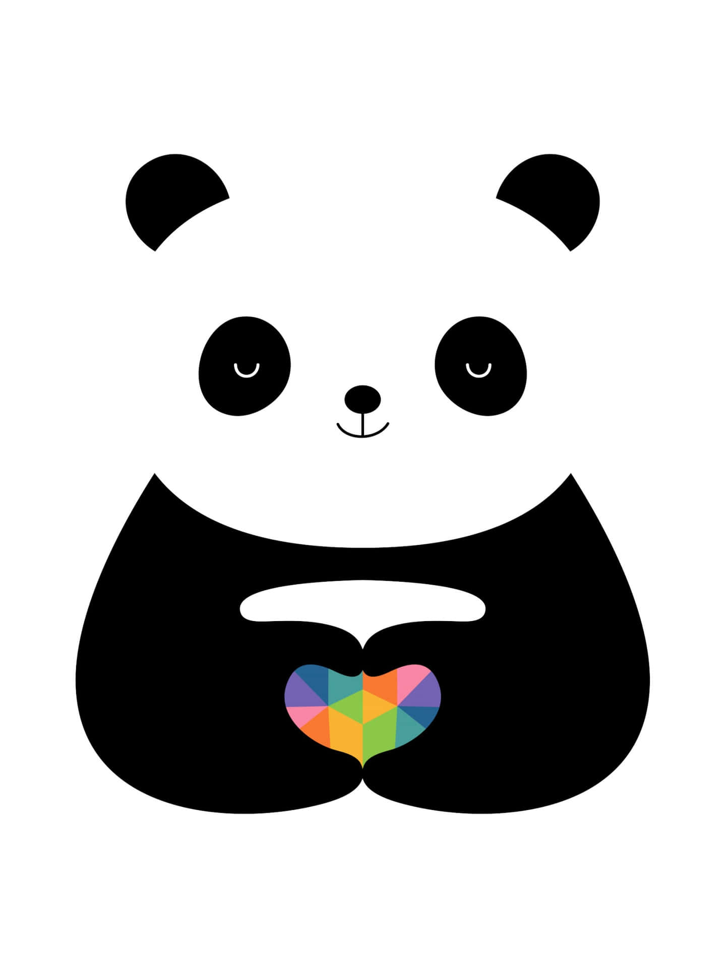 Unoso Panda Sosteniendo Un Corazón Arcoíris Fondo de pantalla