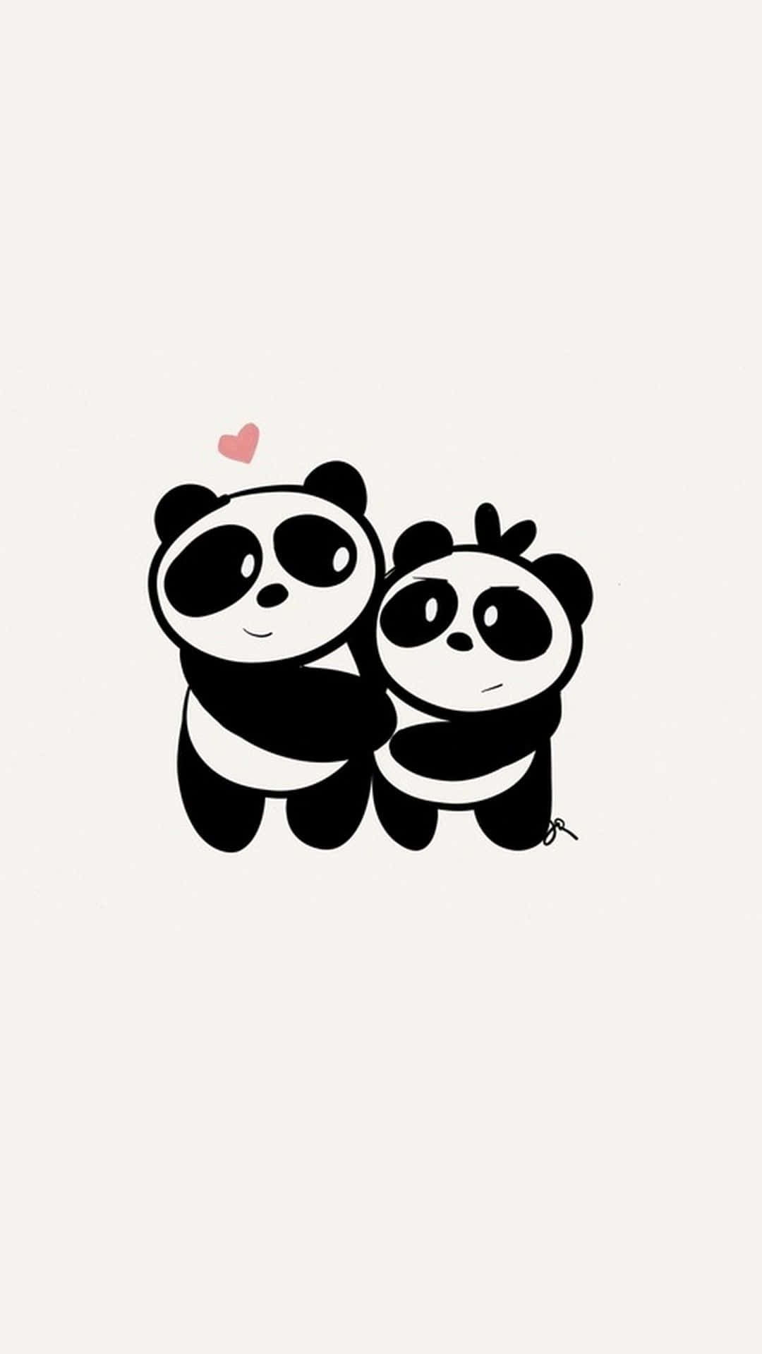 Girly Panda Hugging Each Other Wallpaper