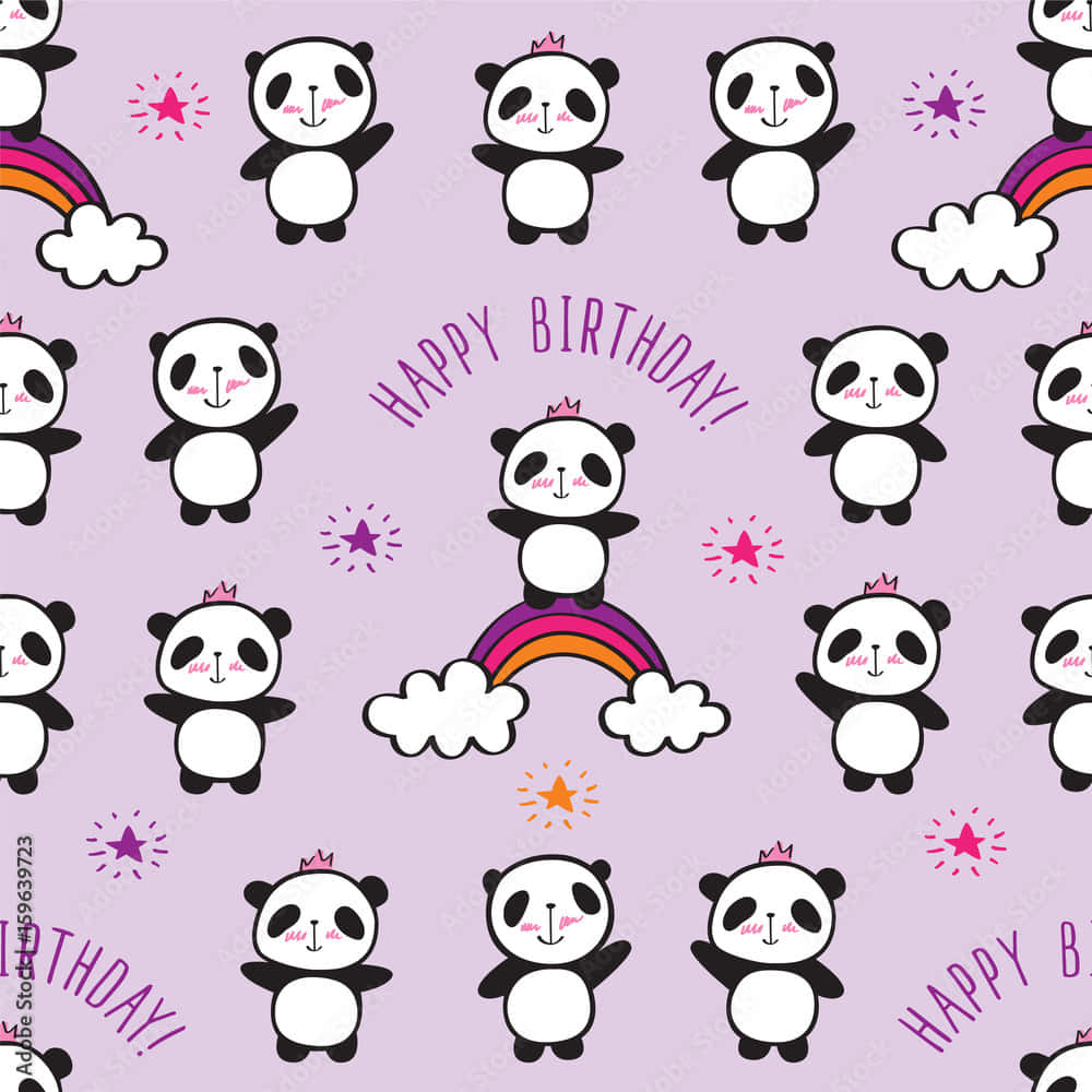 Girly Panda Happy Birthday Wallpaper