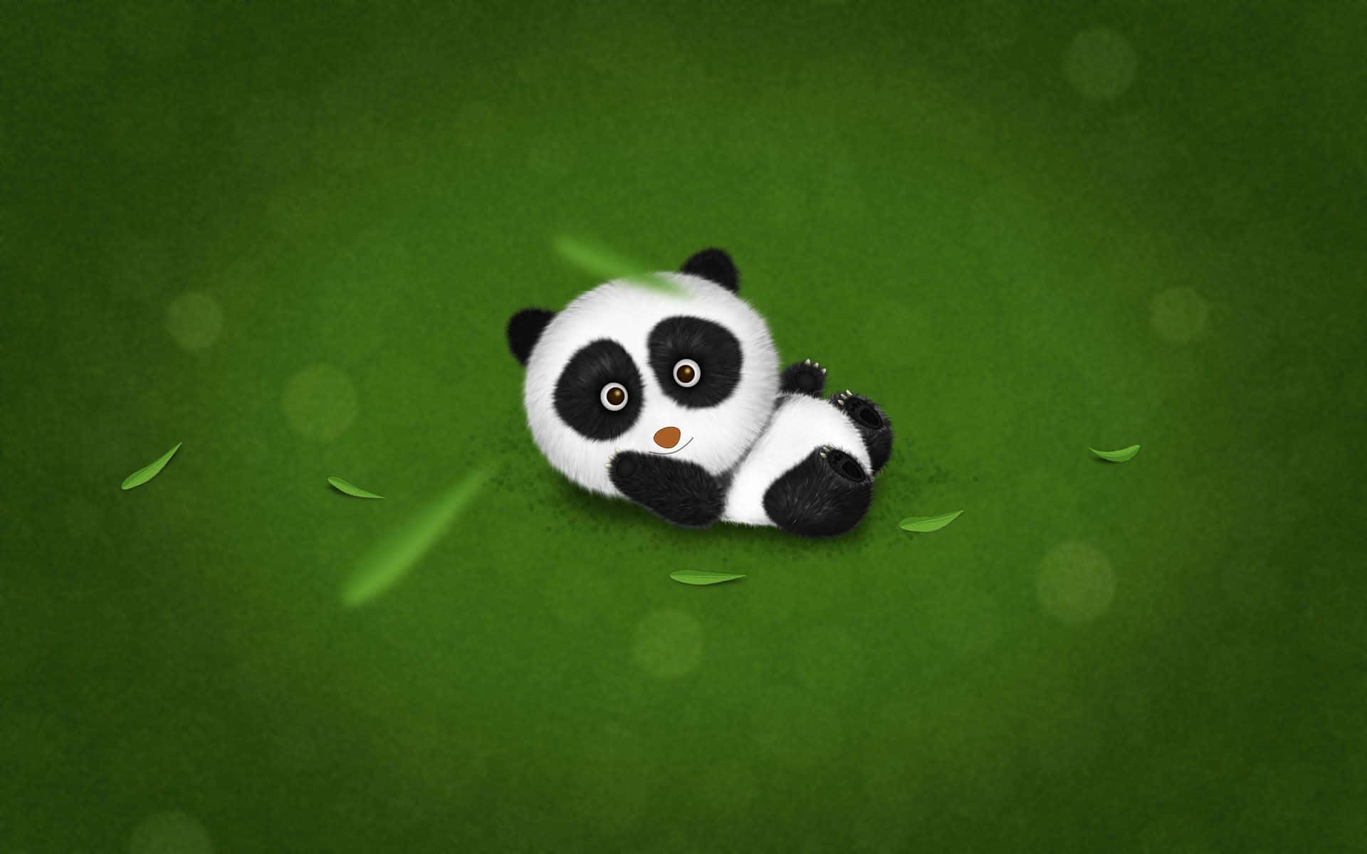 En panda der nyder en dag ude i haven. Wallpaper