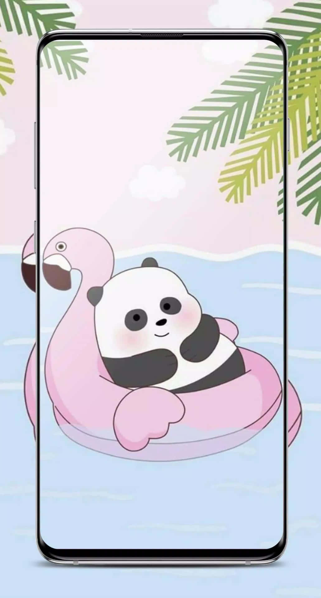 A Panda Bear On A Pink Flamingo Float Wallpaper