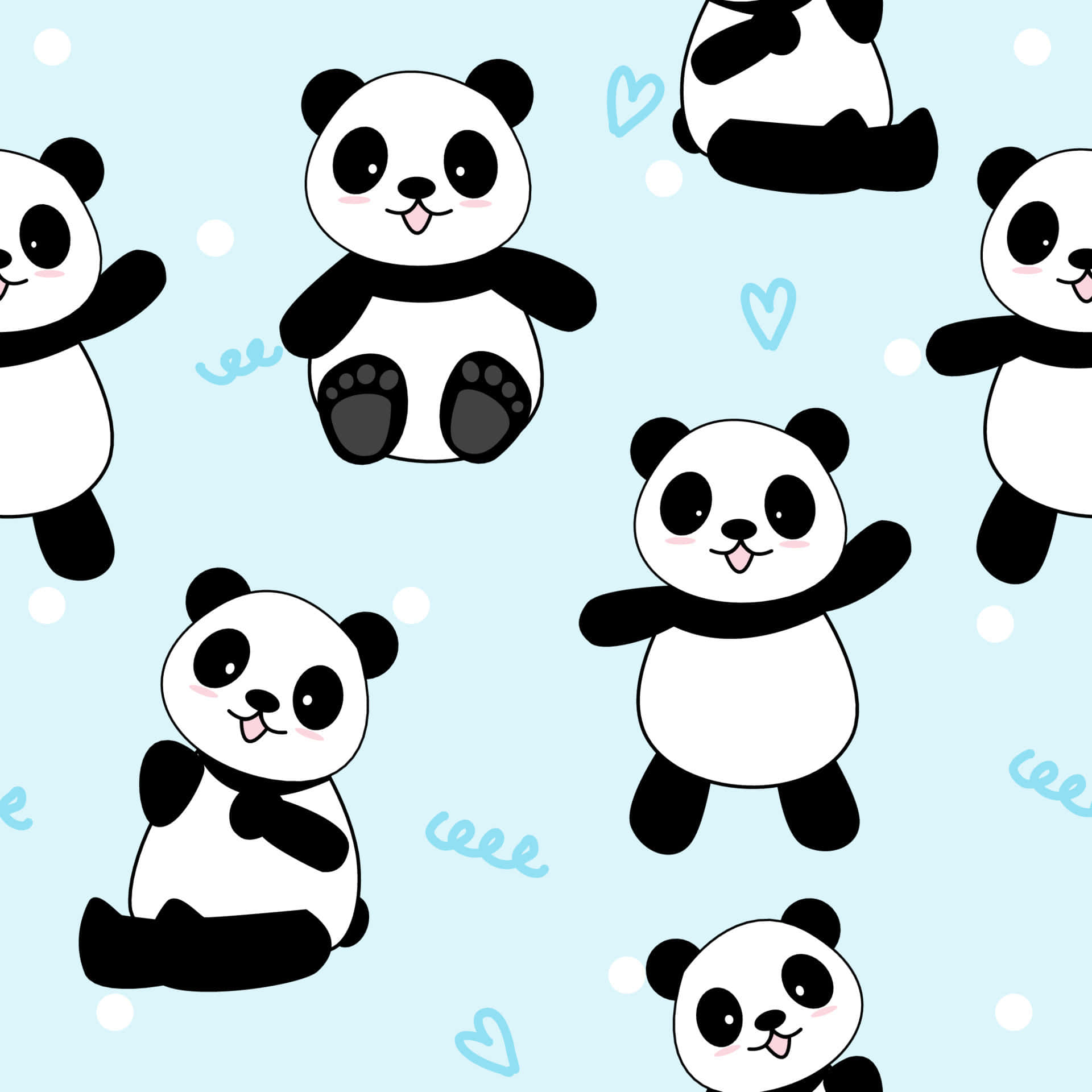 En Pigeagtig Panda, der viser sin smukke smil og et modefuldt prikket bånd! Wallpaper
