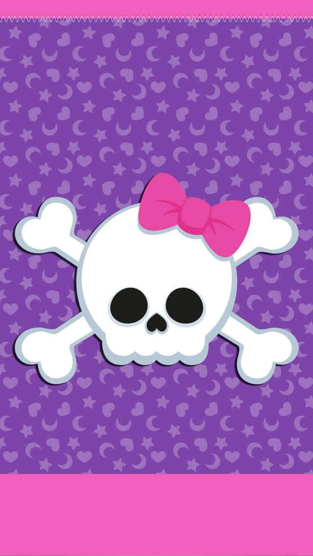 A Purple Background With A Skull And Bow Wallpaper