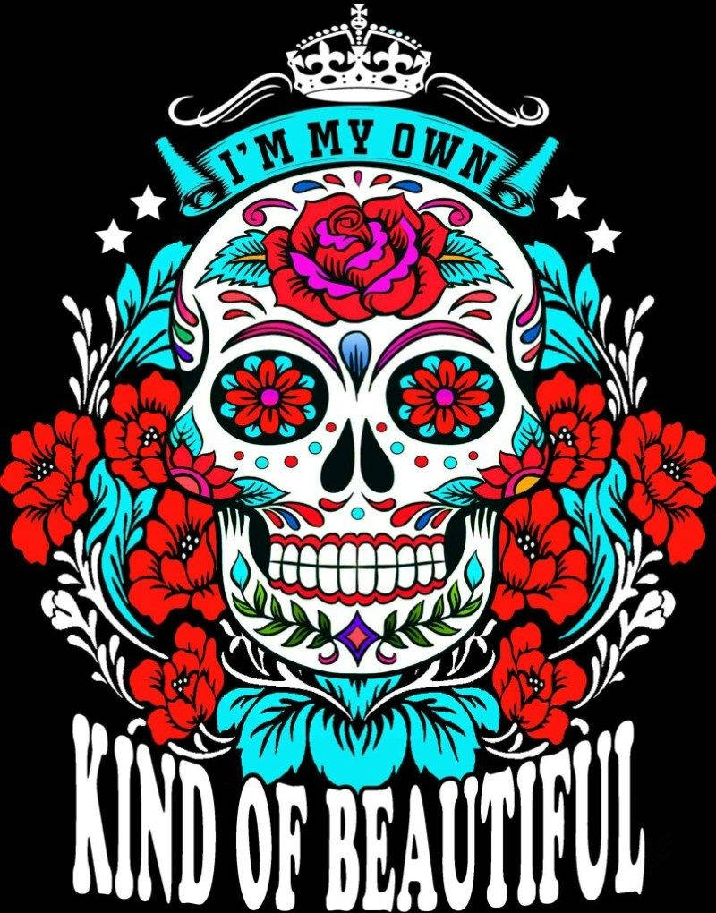 Girly Sugar Skull With Quote Wallpaper