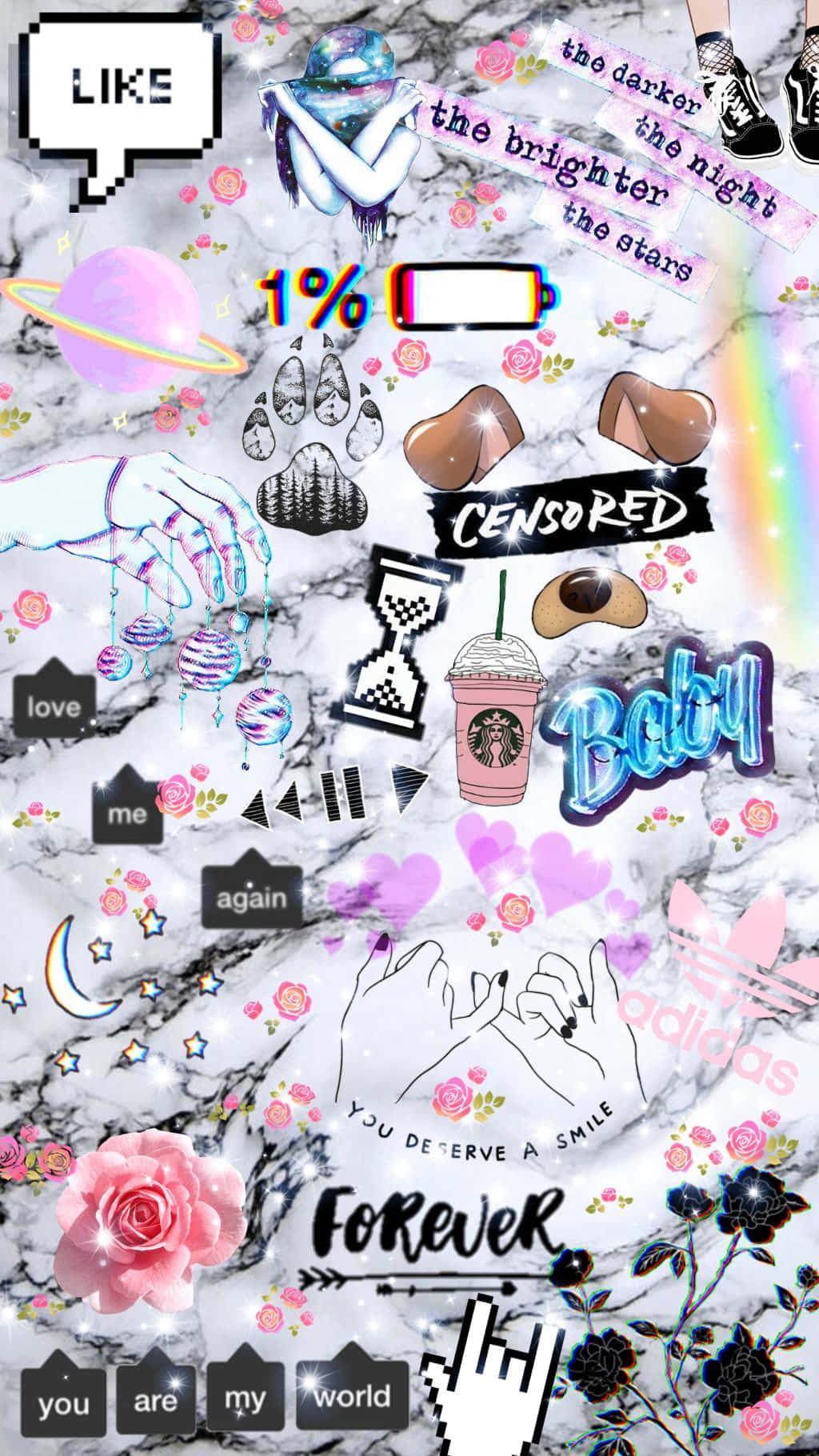 Smukke Sticker Collage Girly Tumblr Tapet Wallpaper