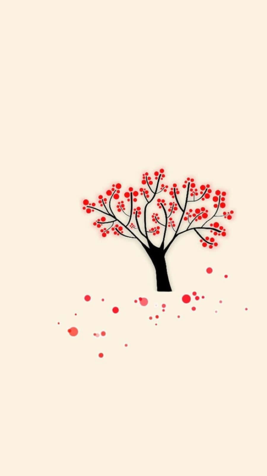 Rödblommande Trädkvistig Tumblr-tapet Med Kvinnligt Tema. Wallpaper