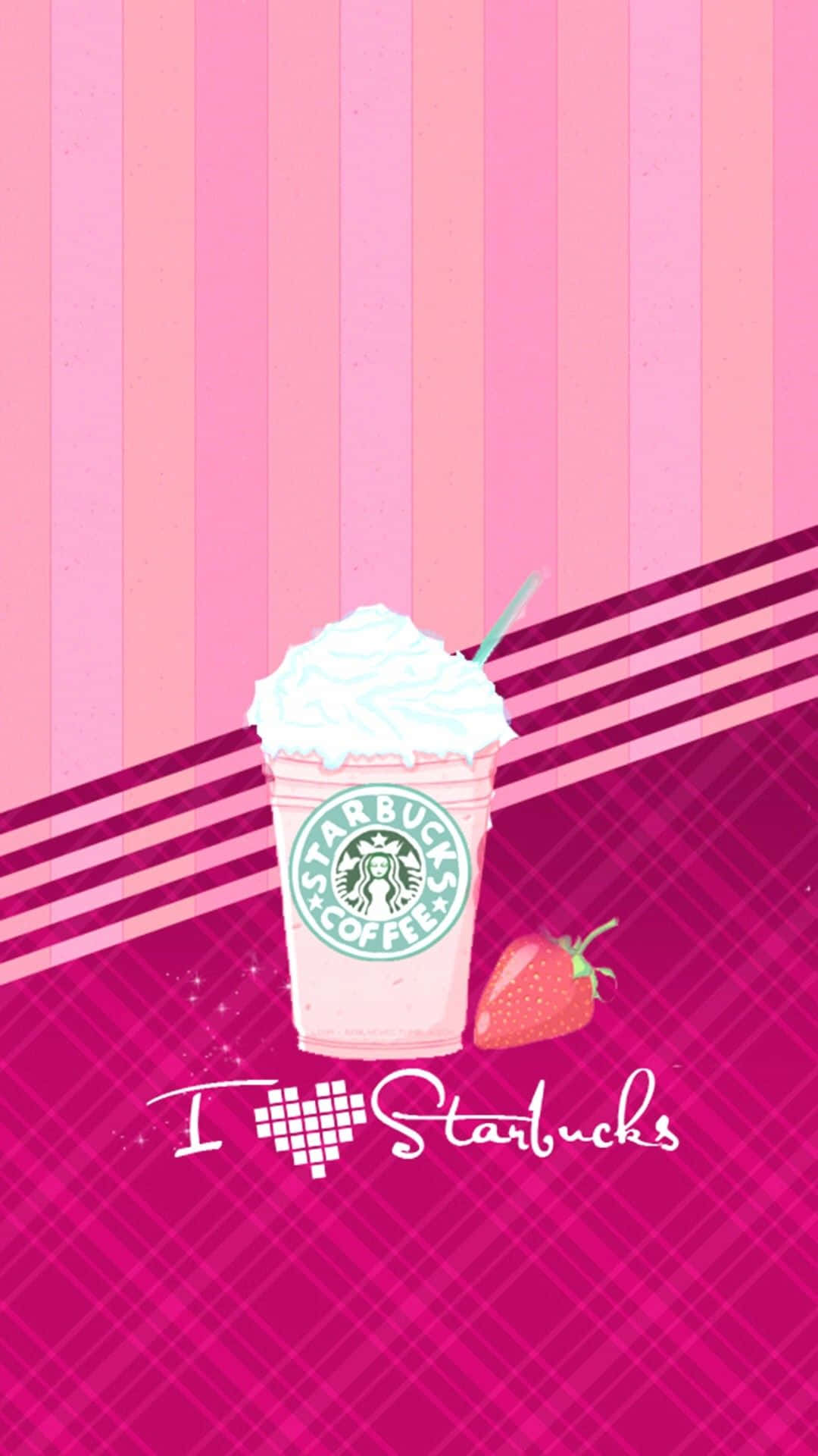 Fondosde Pantalla De Starbucks Rosa Con Fresas, Estilo Girly De Tumblr. Fondo de pantalla