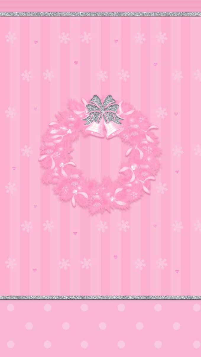 A Pink Wreath On A Striped Background Wallpaper