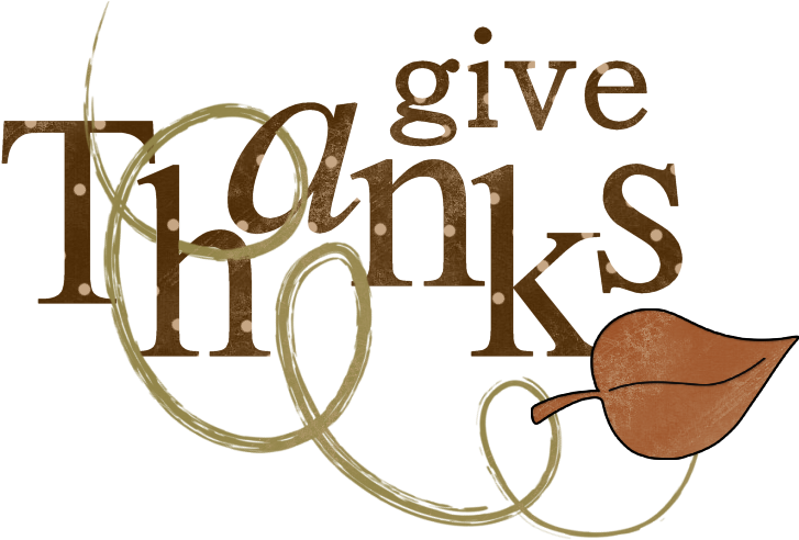 Give Thanks Calligraphy Autumn Leaf PNG