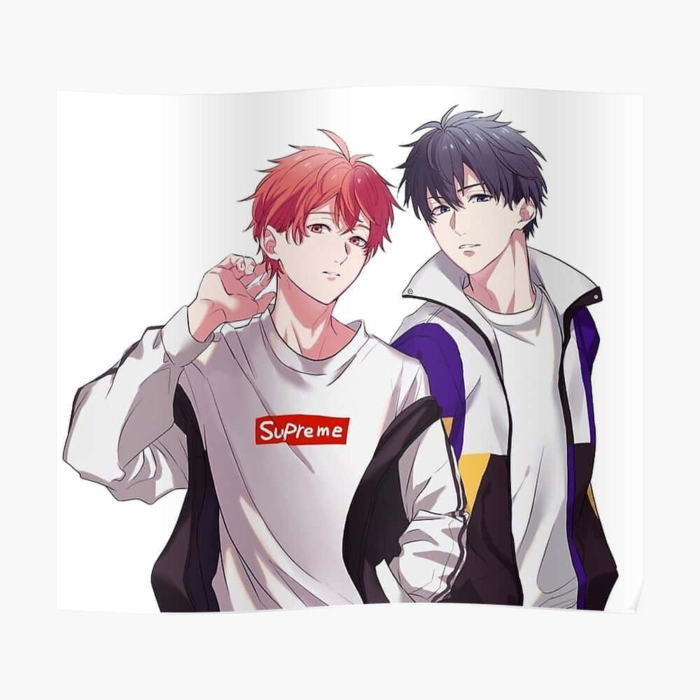 Two Anime Boys With Red Hair And A White Shirt