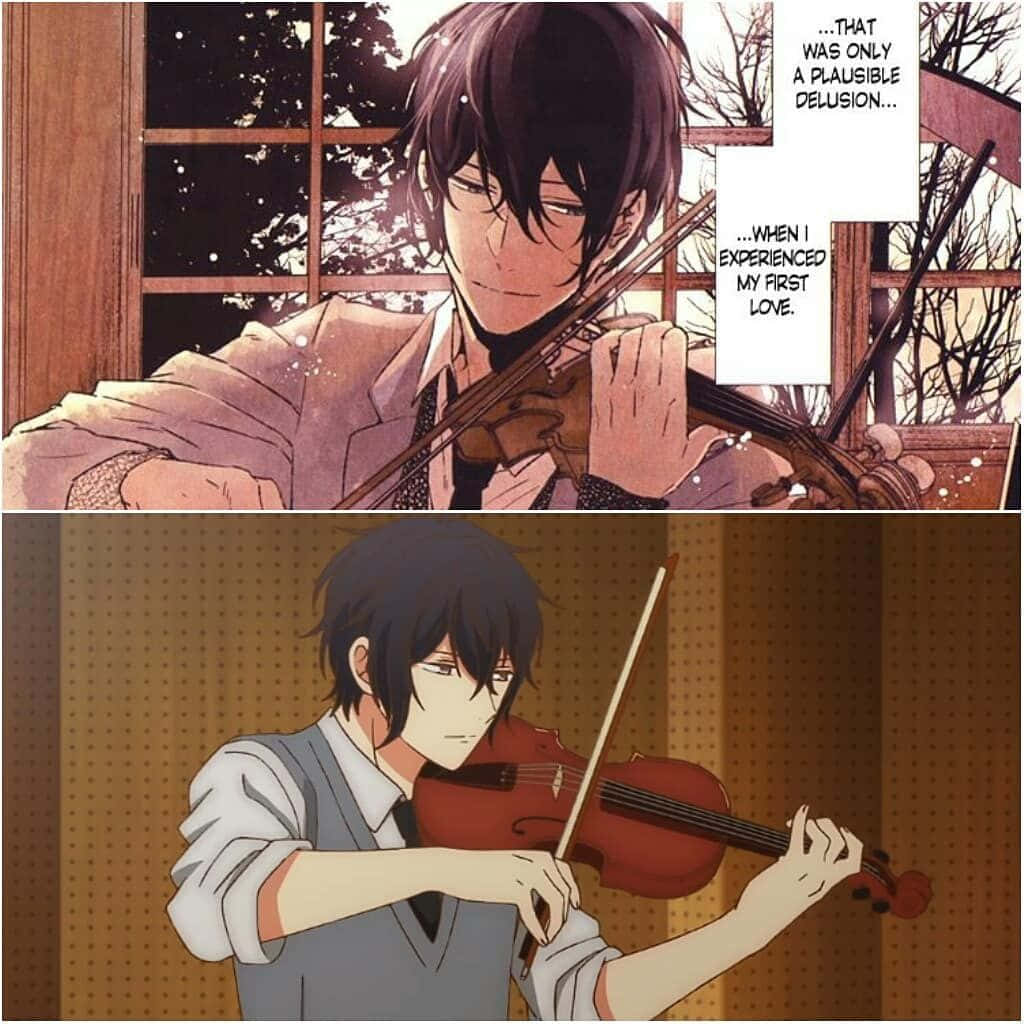 Two Pictures Of A Man Playing Violin And Another Man Playing Violin