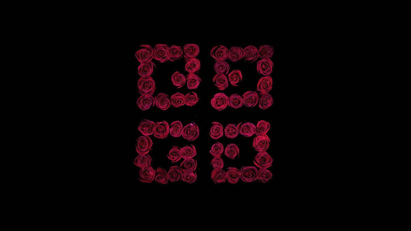 Givenchy Logo I røde Roser Wallpaper