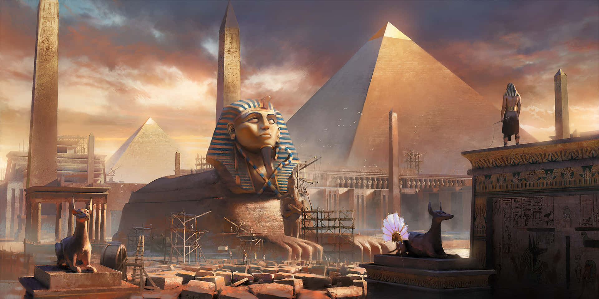 Impresiónartística De Las Pirámides De Giza Fondo de pantalla