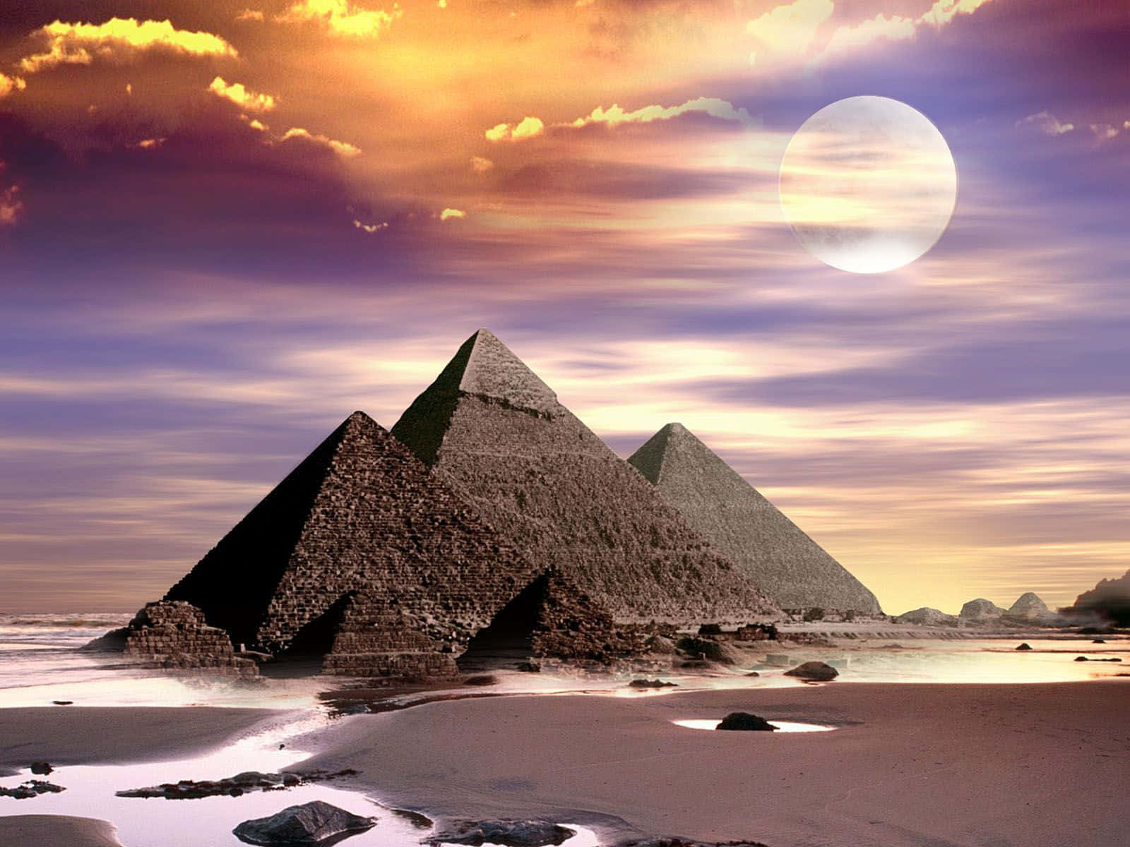 Giza Pyramids Digital Art Wallpaper