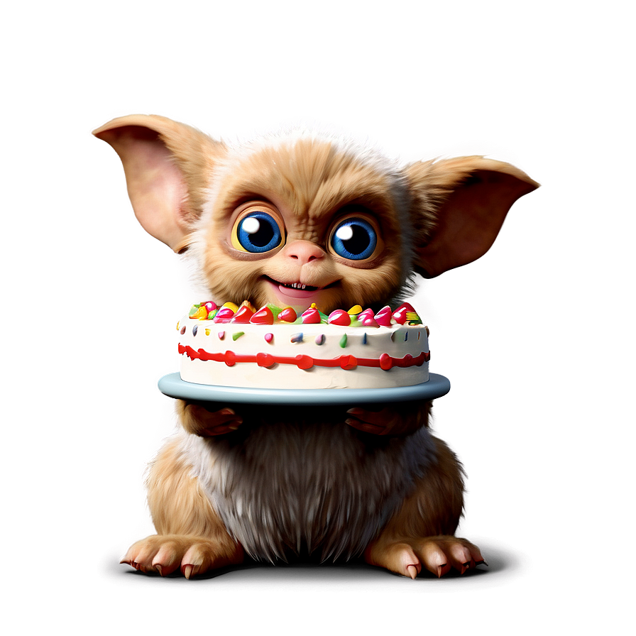 Gizmo With A Birthday Cake Png 64 PNG