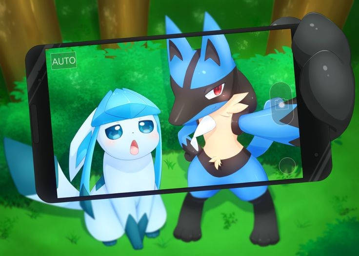 Glaceon And Riolu Selfie