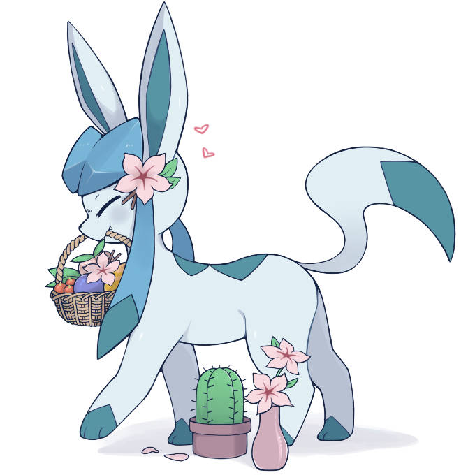 Glaceon Carrying A Floral Basket Wallpaper