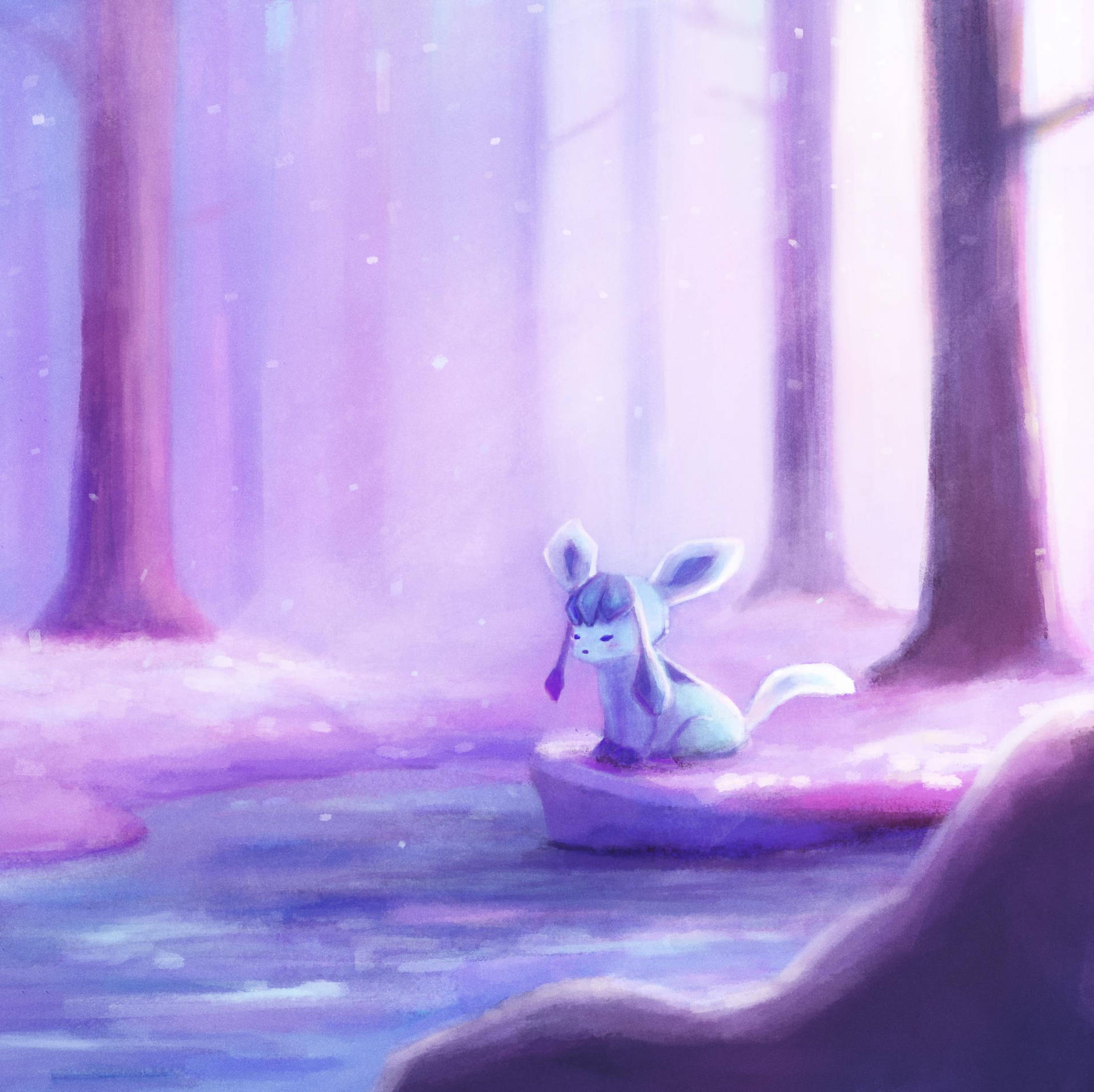 Glaceon In Snow Wallpaper
