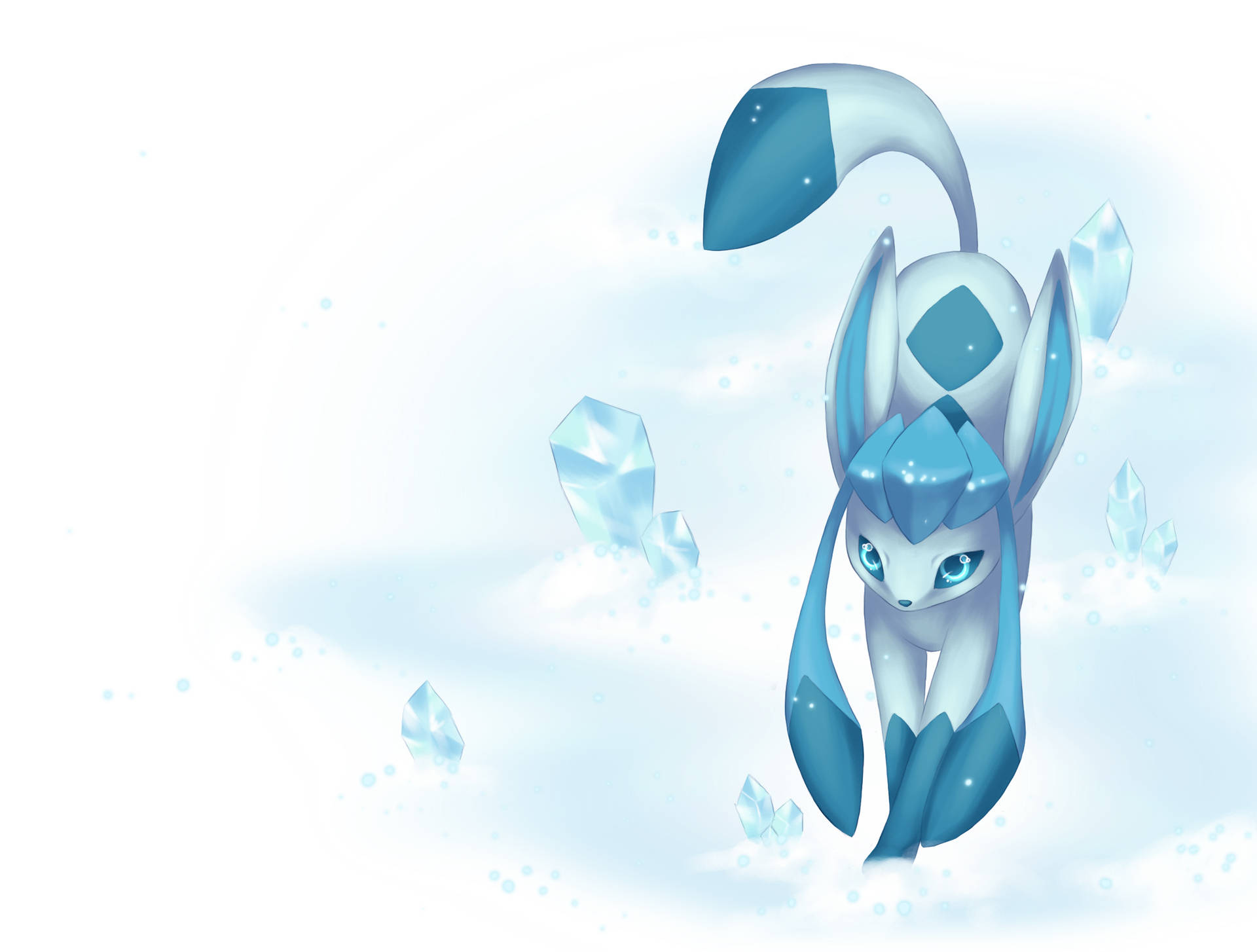 Glaceon Stretching on the Snow Wallpaper