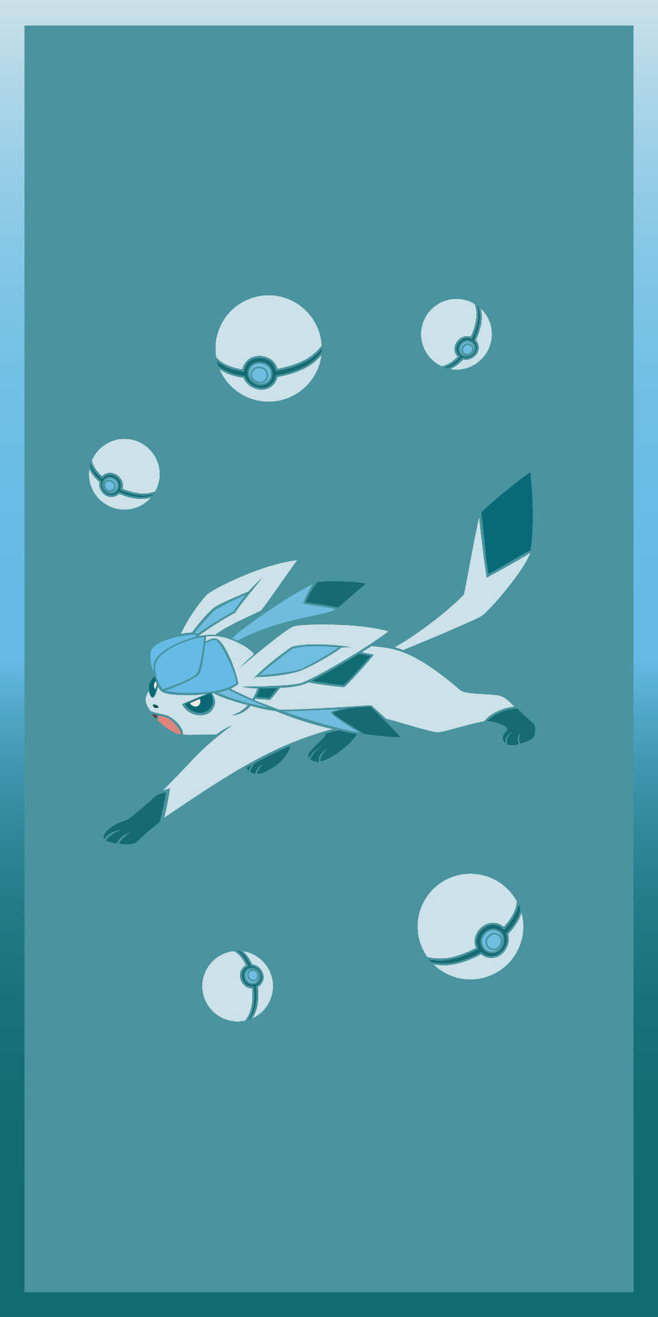 Glaceon With Pokeballs Wallpaper