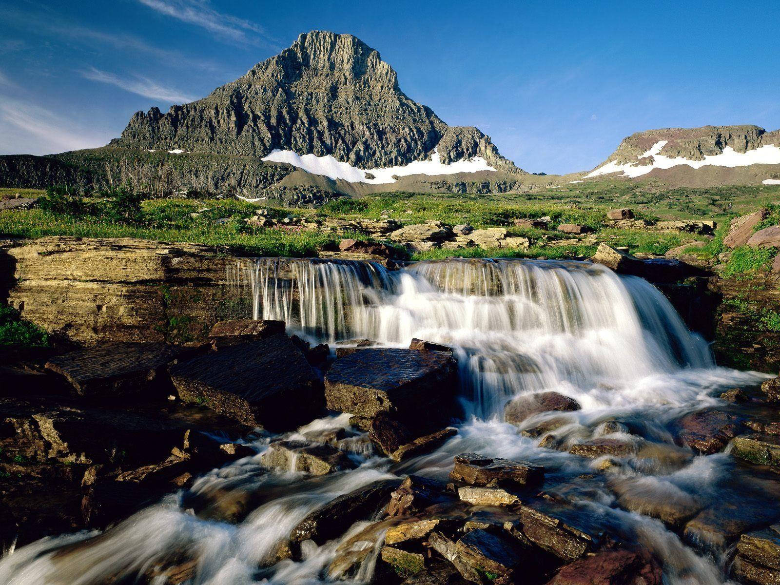 Glacier National Park Small Waterfall Wallpaper
