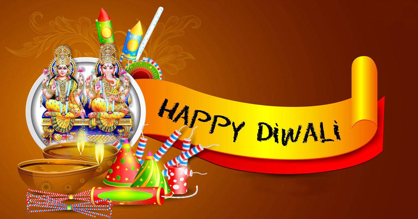 Glad Diwali Med Hinduistiske Guder Wallpaper