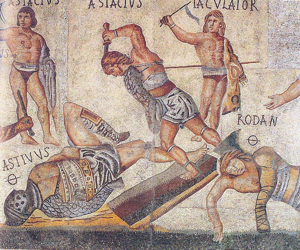 A Mosaic Of Men Fighting