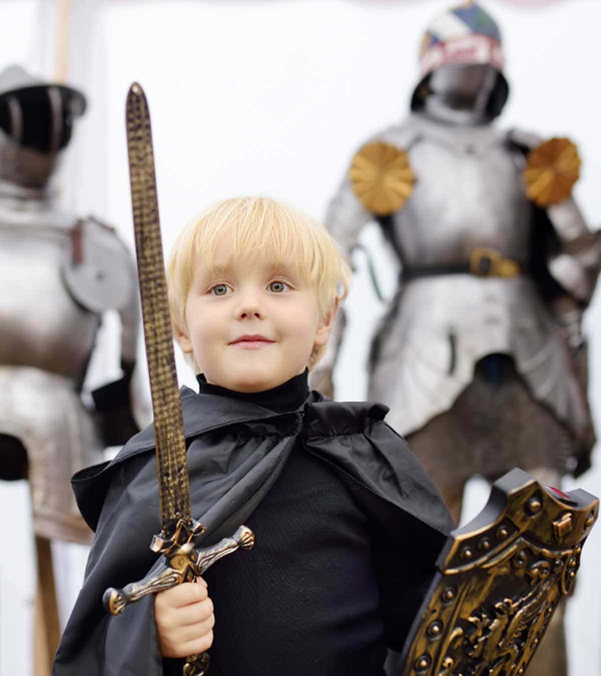 A Boy In A Knight Costume