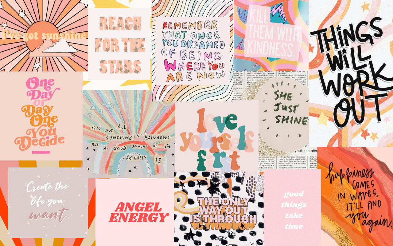 Glædelig Og Sød Pastel Mood Board Wallpaper