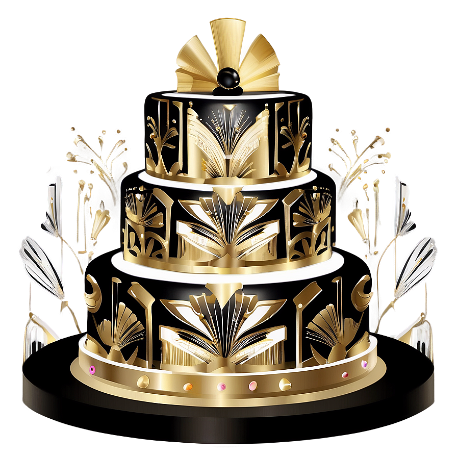 Glam Art Deco Wedding Cake Png 06122024 PNG