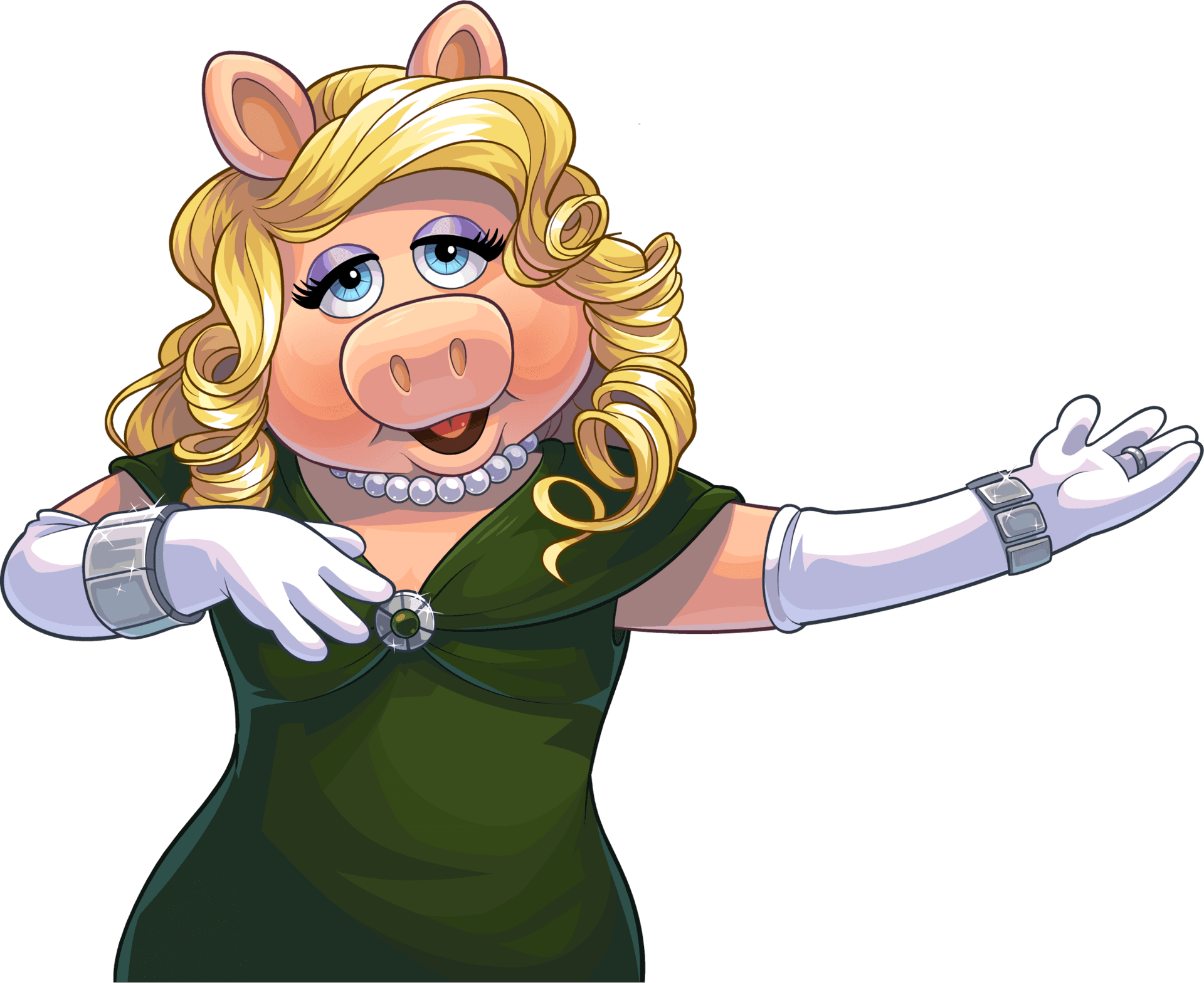 Glamorous Cartoon Pig Diva PNG