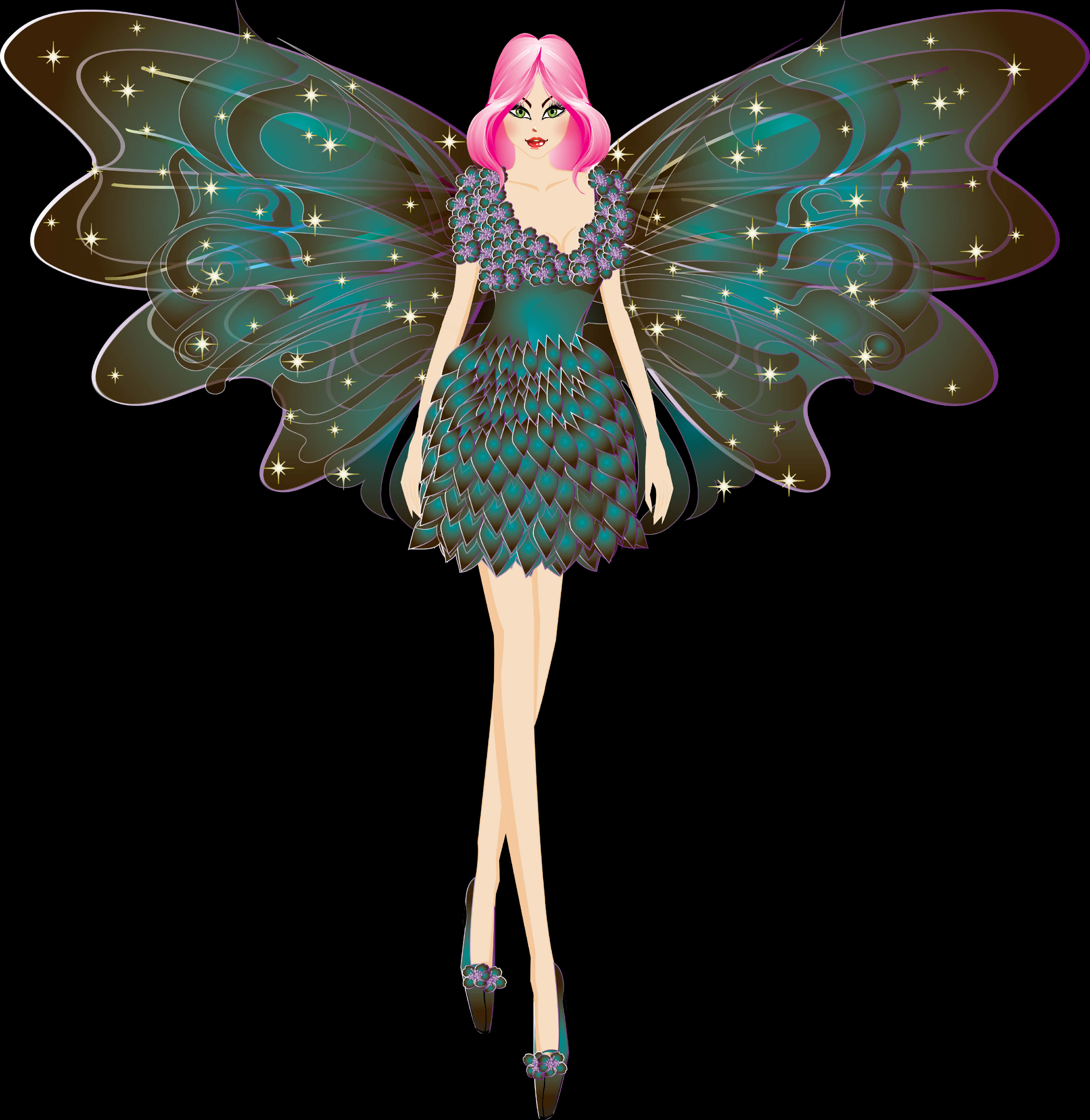 Glamorous Pink Haired Fairy PNG