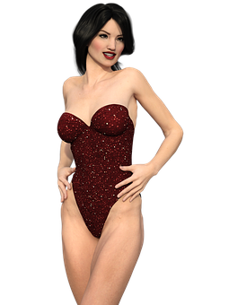 Glamorous Red Dress3 D Model PNG