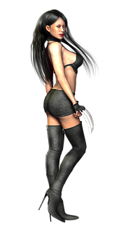 Glamorous3 D Modelin Lingerieand Boots PNG