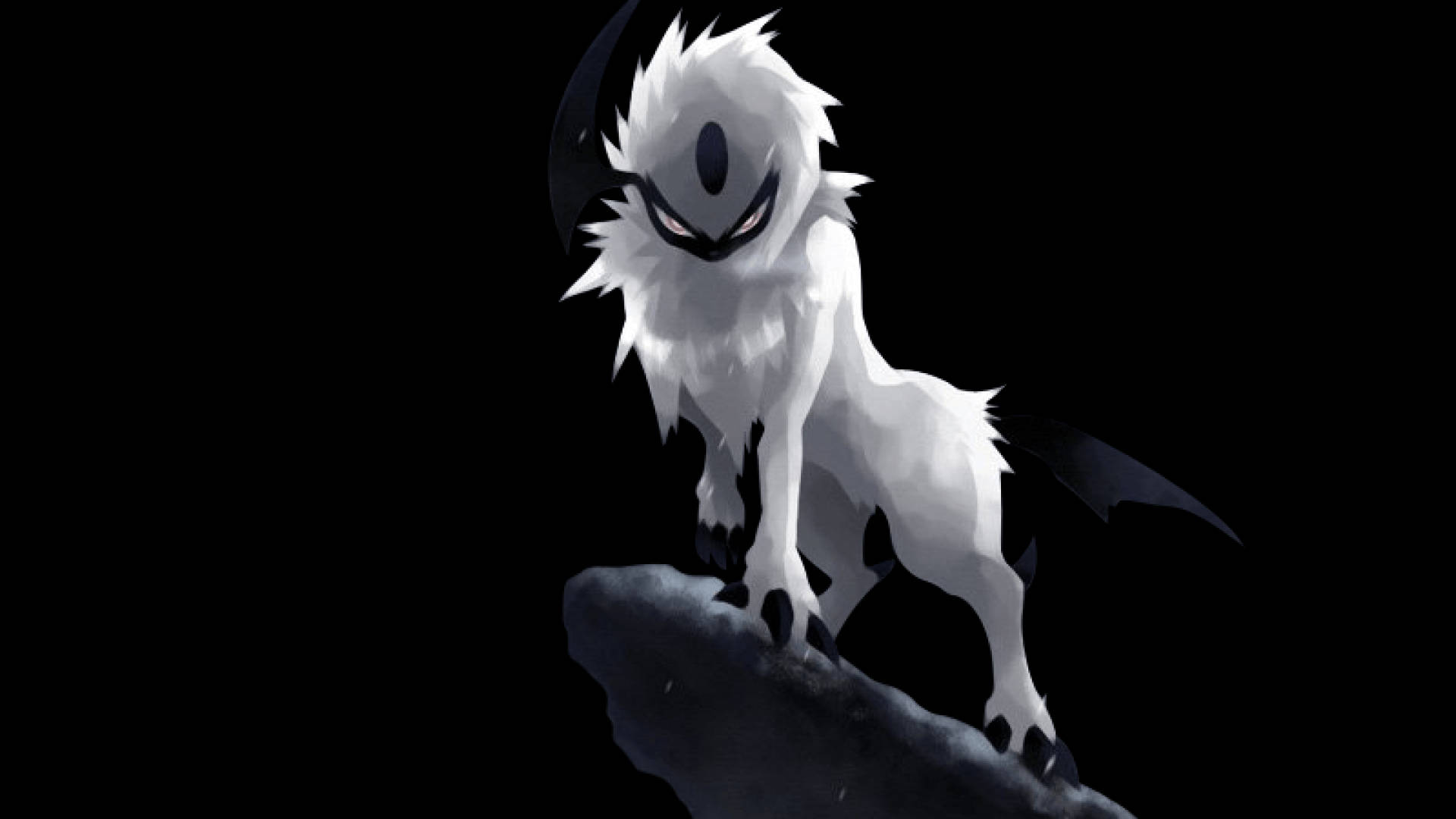 Glaring Absol On Cliff Top Background