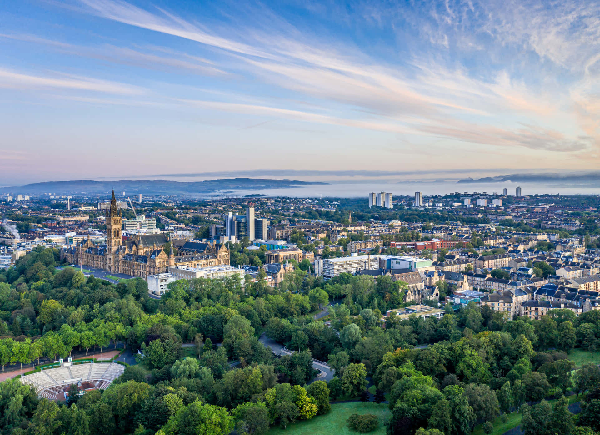 Glasgow Cityscape Aerial View Wallpaper