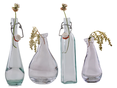 Glass Bottleswith Flowers Still Life PNG