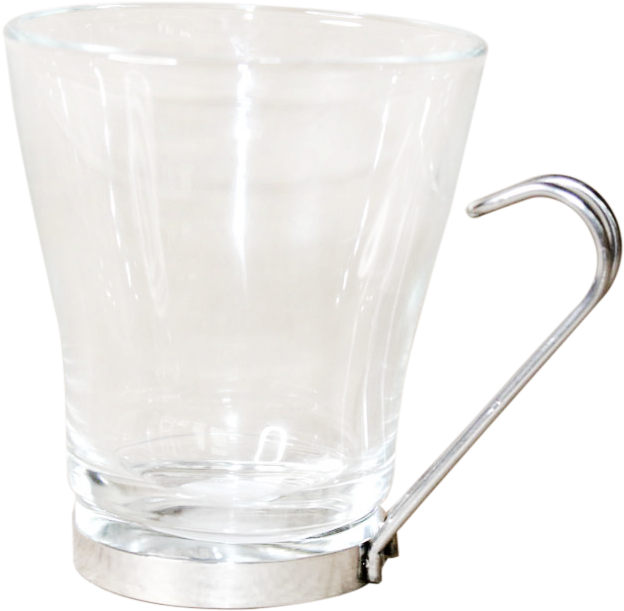 Glass Cupwith Metal Handle PNG