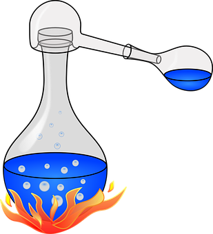 Glass Flask Over Fire Illustration PNG