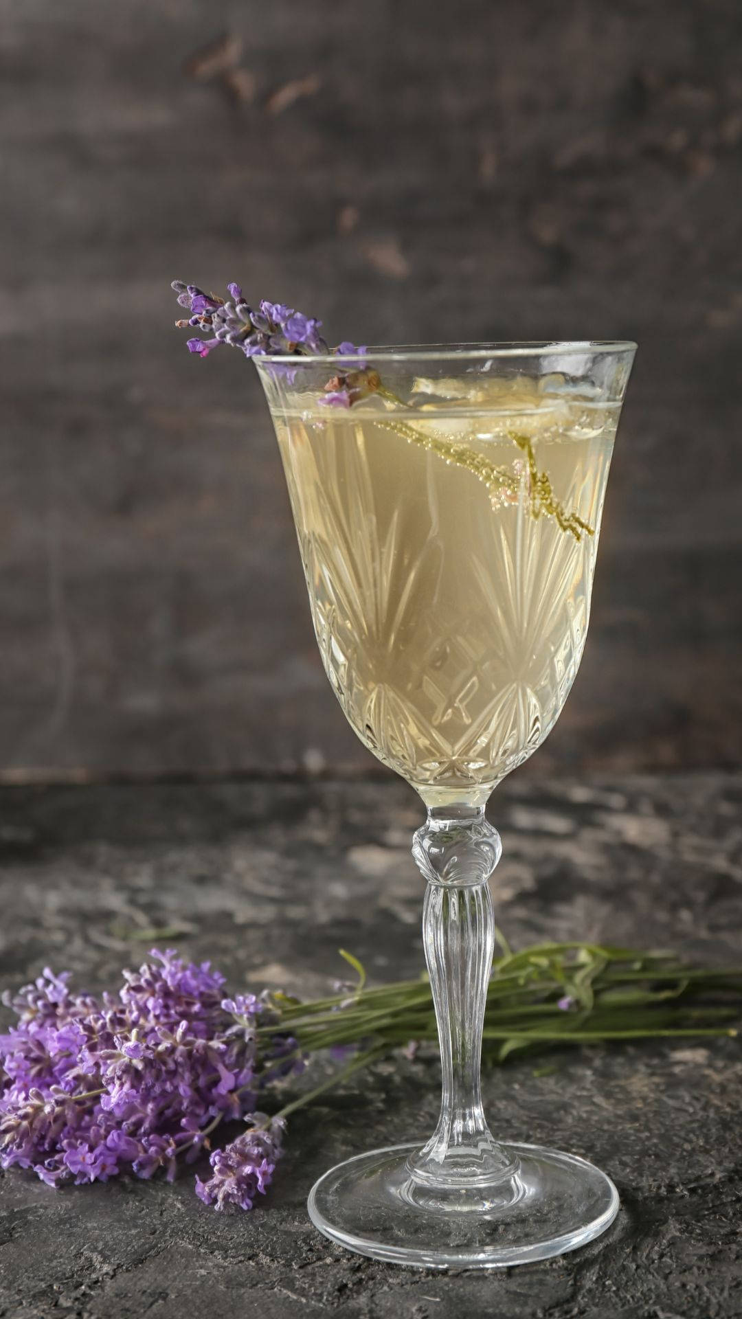 Glass Of Alcohol With Lavender Wallpaper